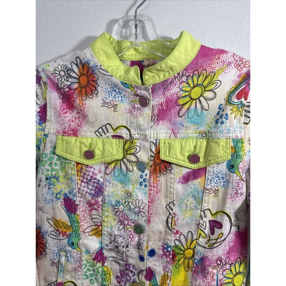 Ay Guey Jacket Youth XS Floral Print‎ Denim - Picture 2 of 9